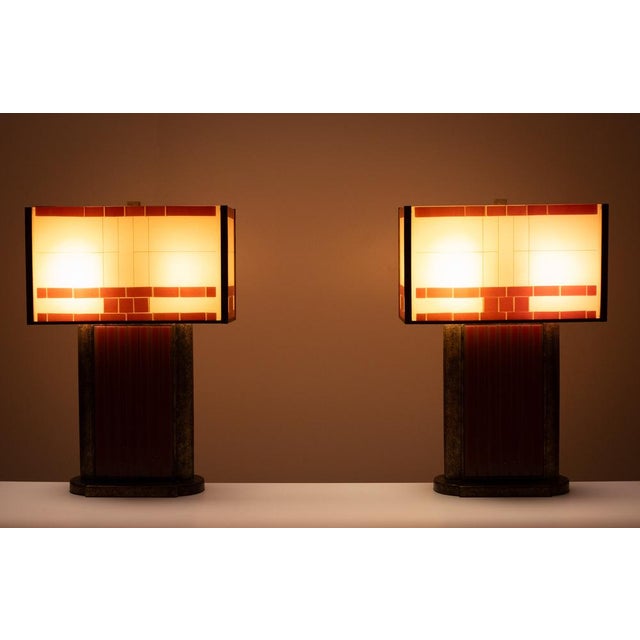 Art Deco Cut Glass Table Lamps, 1990, Set of 2 For Sale - Image 6 of 12
