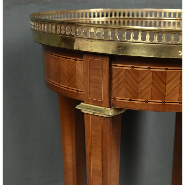 Wood Antique Louis XVI Style Marquetry Side Table, 1890s For Sale - Image 7 of 13