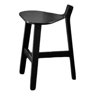 Bronco Black Lacquered Wood Stool by Guillaume Delvigne for Karakter For Sale