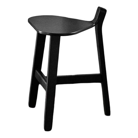 Bronco Black Lacquered Wood Stool by Guillaume Delvigne for Karakter For Sale