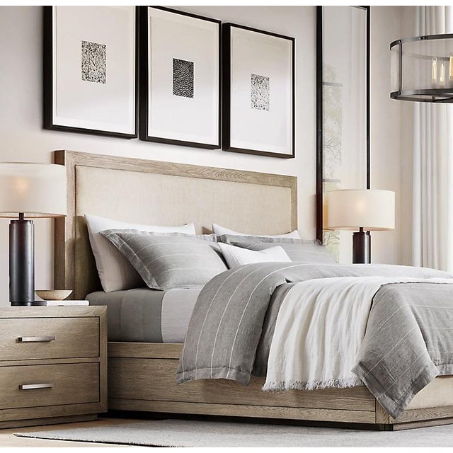 2020s Restoration Hardware Kempton 36” Gray Oak 2-Drawer Nightstands – Pair For Sale - Image 5 of 7