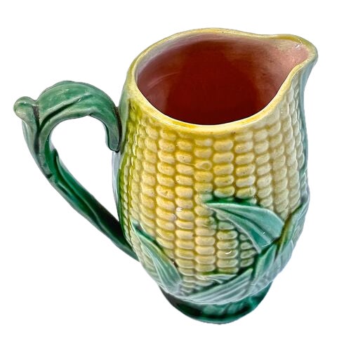 English Vintage Majolica Corn Creamer For Sale - Image 3 of 4