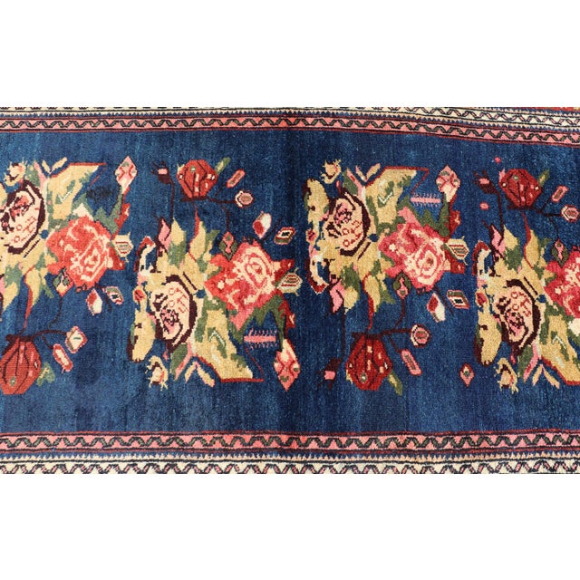 Antique Persian Malayer Rug With Deep Blue Field and Rosette Bouquets 3'3 X 5'0 For Sale In Atlanta - Image 6 of 12