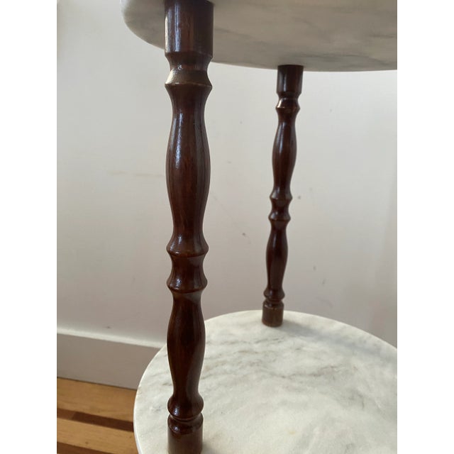 1940s Pair of Vintage, Marble, 3tiered Accent Tables For Sale - Image 4 of 6