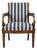 Antique Hungarian Lounge Chair in Blue and Cream Striped Fabric with Turned Wooden Legs, 1900s For Sale