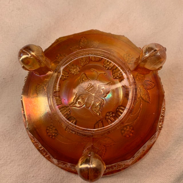 1950s Fenton Art Glass Marigold Carnival Glass Footed Bowl For Sale - Image 5 of 5