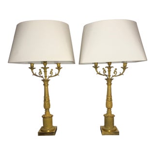 Pair of Early 19th Century French Empire Candelabra Table Lamps For Sale