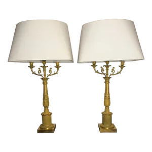 Pair of Early 19th Century French Empire Candelabra Table Lamps