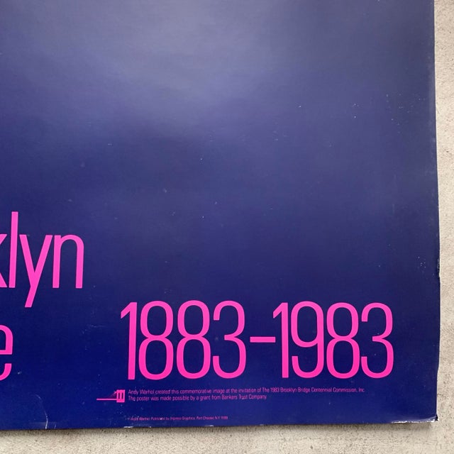 Purple Rare Vintage Andy Warhol 1983 Lithograph Print Pop Art Poster Brooklyn Bridge For Sale - Image 8 of 12