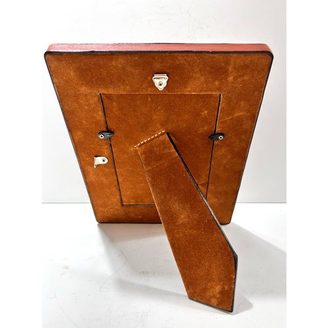 1970s 1970s Southwestern Tooled Leather Picture Frame With Croc Embossed Accents For Sale - Image 5 of 10