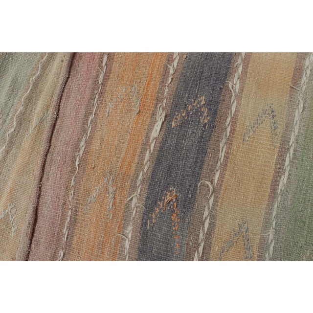 Mid 20th Century Vintage Hand Woven Turkish Kilim Runner With Stripes in Multi Soft Colors For Sale - Image 10 of 10