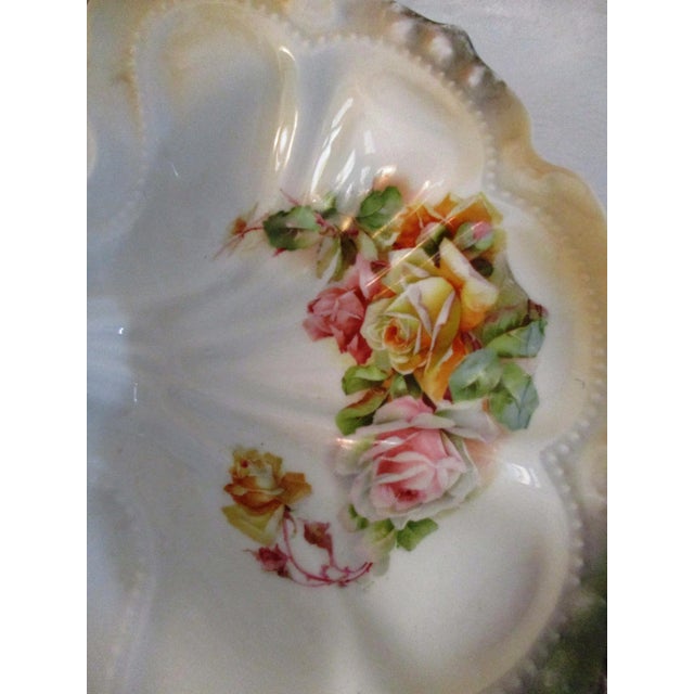 1920s 1920s German Hand-Painted Divided Floral Bowl For Sale - Image 5 of 9