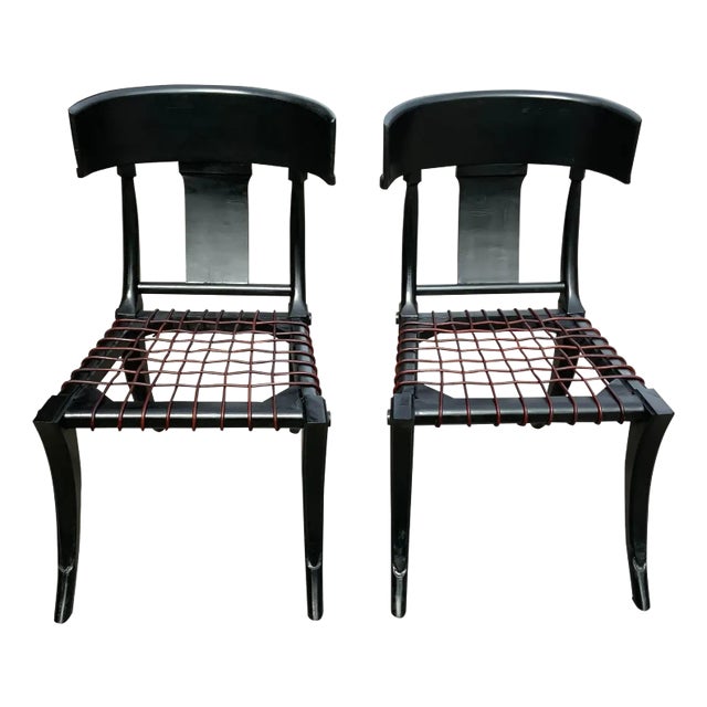 Vintage Klismos Black Dining Chairs - A Pair For Sale