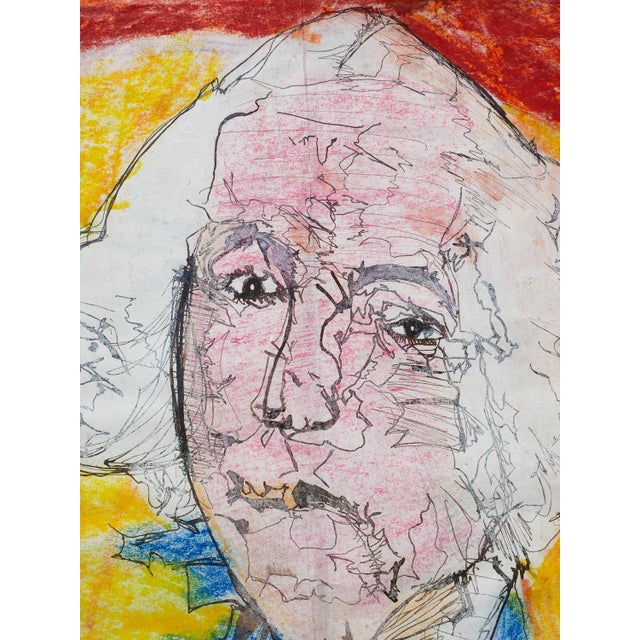 Ike E. Morgan “Untitled” Orange, Blue & Yellow Abstract Portrait of George Washington, 1990s For Sale - Image 12 of 12