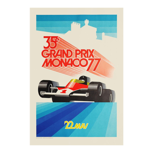 1977 Monaco Grand Prix Automobile 1990s Lithograph Reissue