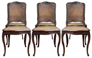 Louis Xv Style Caned Chairs in Oak, Set of 6