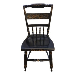 Late 20th Century L. Hitchcock Black Harvest Inn Side Chair For Sale