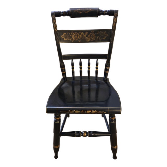 Late 20th Century L. Hitchcock Black Harvest Inn Side Chair For Sale