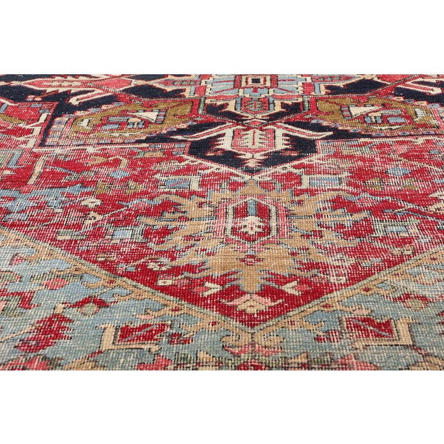 Early 20th Century Antique Persian Heriz Rug - 08'07 X 11'00 For Sale - Image 5 of 9