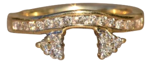 Ladies 14 K Gold and Diamond Curved Band Ring Guard