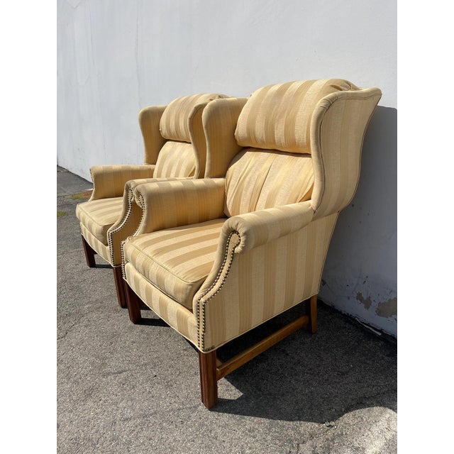 Late 20th Century Pair of Vintage Wingback Armchairs For Sale - Image 4 of 10