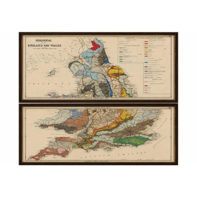 Title: 1880 Geological Map of England & Wales, Complete Two-Sheet Set This remarkable original Victorian geological map...