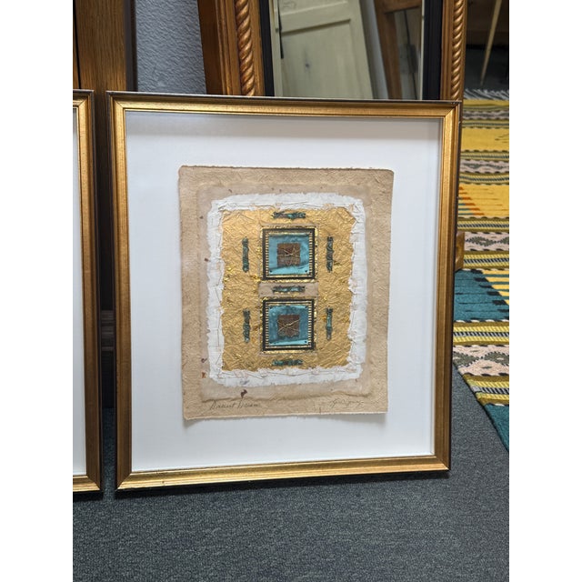 Sculpture Materials Kara Young - Framed Mixed Media Abstract Works, a Pair For Sale - Image 7 of 12