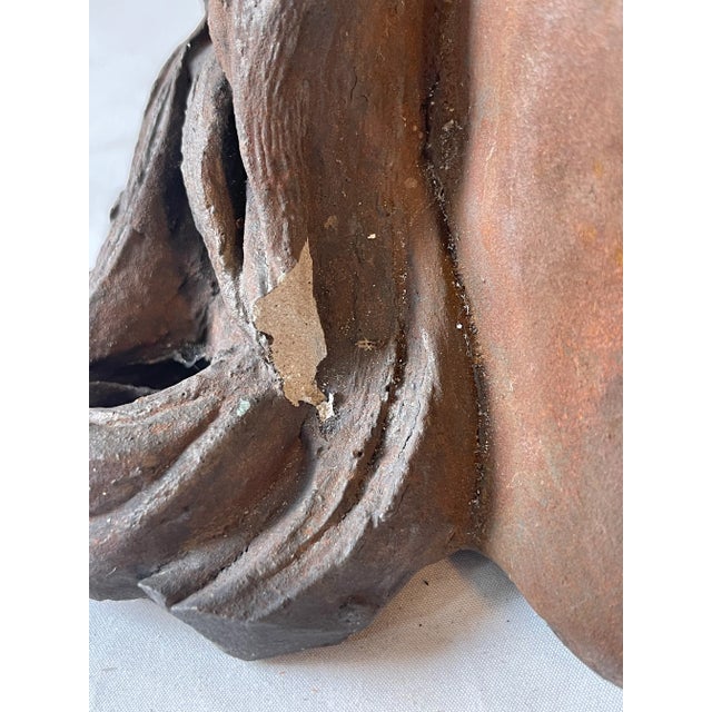 Stone Antique Art Nouveau Sculpted Ceramic Cement Bust Planter Wall Sconce For Sale - Image 7 of 11