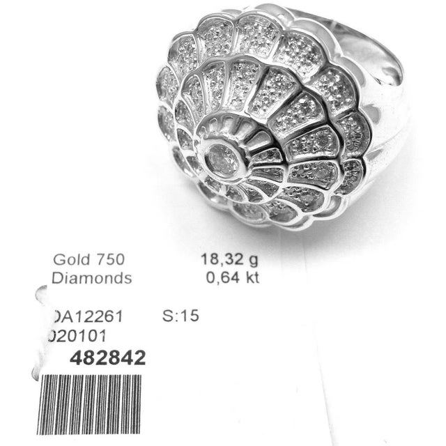 Silver Carrera Y Carrera Afrodita 18k White Gold Diamond Ring, size 7.5 For Sale - Image 8 of 8