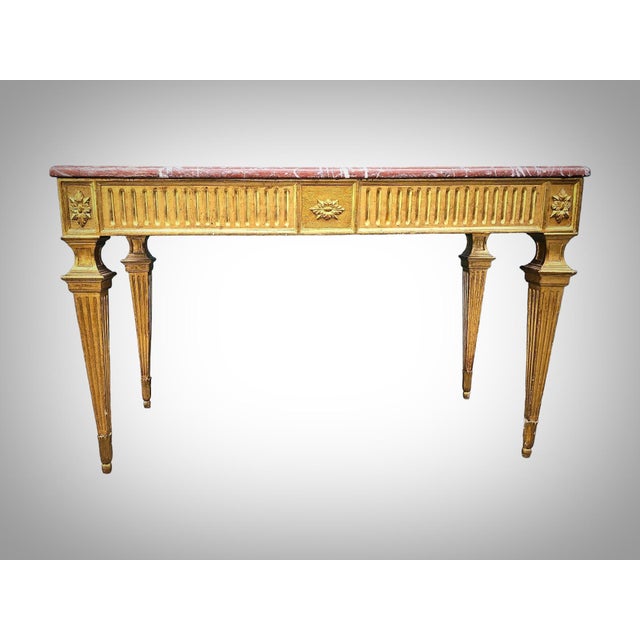 Louis XVI Gilded and Carved Wooden Console Table, 1750 For Sale - Image 6 of 16