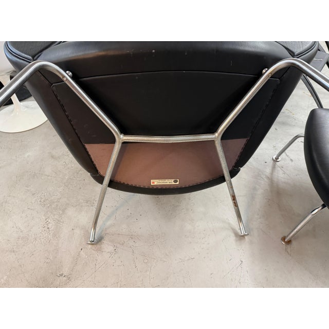 Mid-Century Modern Hans Wegner Ox Chair Ottoman in Black Leather by Erik Jorgensen ex Will Ferrell For Sale - Image 3 of 18