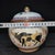 Late 20th Century Pair of Chinese Famille Rose Porcelain Covered Jars With Five Oxen Motif For Sale - Image 5 of 9