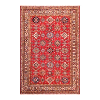 1990s Southwestern Super Kazak Red & Beige Wool Rug - 8'3'' X 9'8'' For Sale