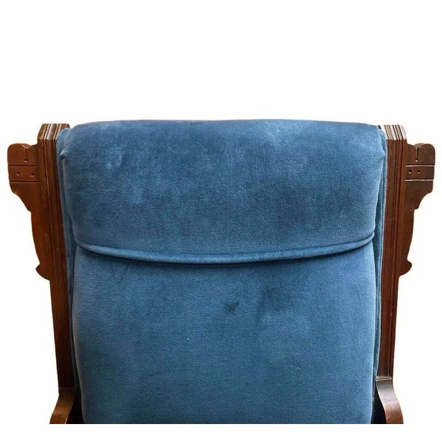 Textile Pair of Antique Victorian Eastlake Slipper Chairs – Pair, Solid Wood & Velvet Upholstery For Sale - Image 7 of 10
