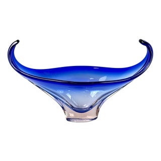 Vintage Murano Blue Glass Bowl, 1960s For Sale