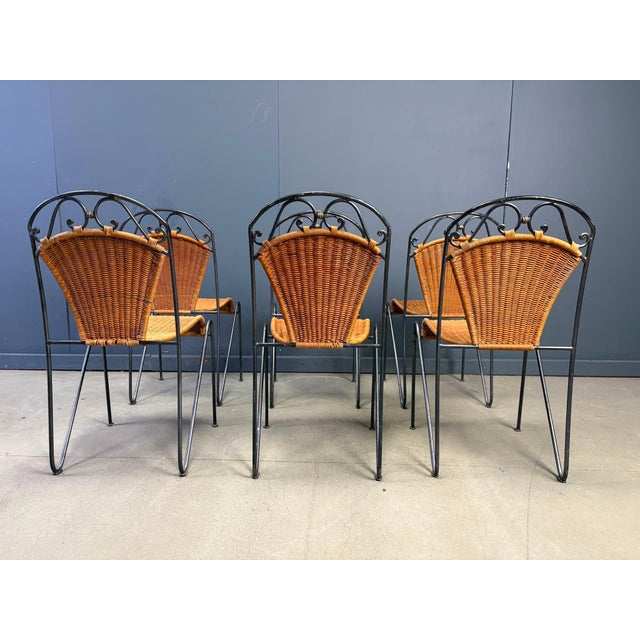 Wicker Chairs from Frederick Weinberg, 1960s, Set of 6 For Sale - Image 9 of 10