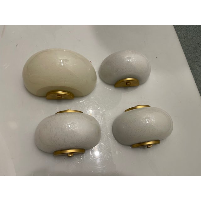 Murano Glass Brass Pulegoso Sconces, 1970s, Set of 4 For Sale - Image 4 of 16