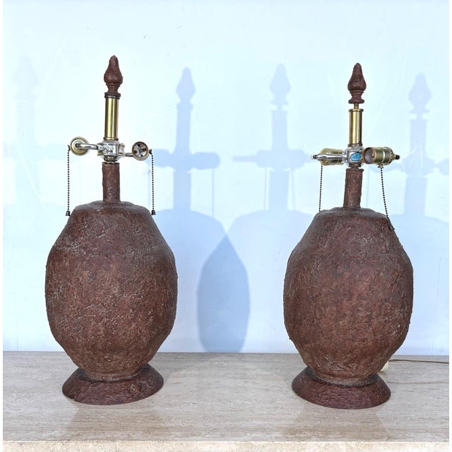 Faux-Stone Table Lamps Set of 2 For Sale - Image 4 of 5