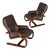 Pair of Brown Leather Scandinavian Cantilever Bentwood Sling Chairs For Sale