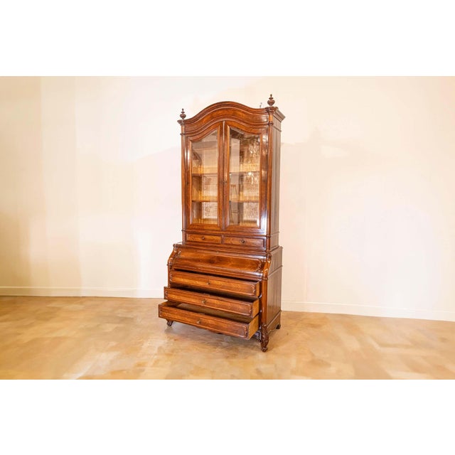 19th Century Italian Renaissance revival Bookcase Secretaire, 19th Century For Sale - Image 5 of 17