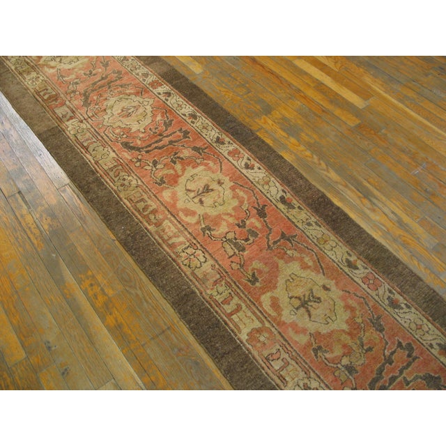 1940s Apricot Geometric Antique Indian Agra Rug 2' 5" X 28' 3" Knotted Wool Carpet For Sale - Image 11 of 11
