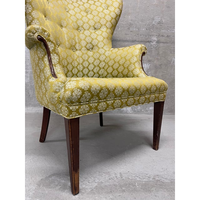 Yellow 1940's Mid Century Modern Butterfly Wingback Chair For Sale - Image 8 of 10