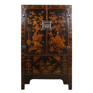 19th Century Chinese Gilt Black Wardrobe For Sale