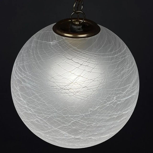 Large Vintage Italian Swirl Murano Glass Pendant Lamp, 1970s For Sale - Image 6 of 13