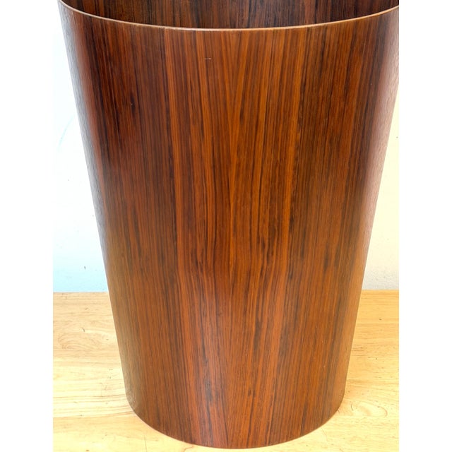 Brown Oversized Swedish Modern Figured Rosewood Wastebasket Sweden, circa 1960s For Sale - Image 8 of 16