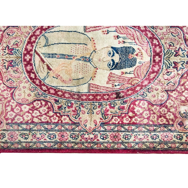 Pink Early 20th Century Persian Pictorial Lavar Kirman Rug For Sale - Image 8 of 15