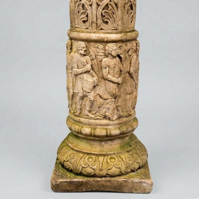 Neo-Renaissance Style Sculpted Columns in Reconstituted Stone, 1900s, Set of 2 For Sale - Image 9 of 11