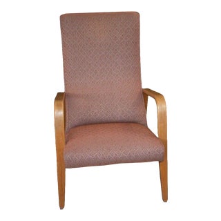Thonet Mid Century Modern Bentwood Highback Upholstered Chair For Sale