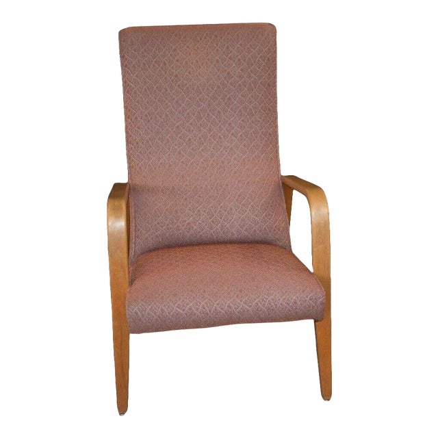 Thonet Mid Century Modern Bentwood Highback Upholstered Chair For Sale