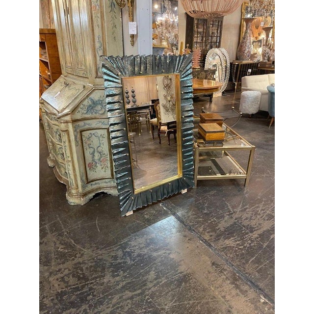 Glass Murano Mirror in Fontana Green For Sale - Image 7 of 8